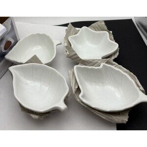 Martha Stewart 4 Pc Assorted Leaf Shapes Ceramic Tidbit Dish Set Dishwasher Safe